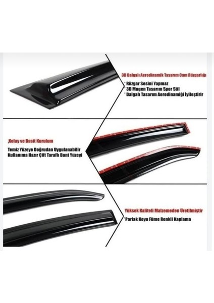 Kia Bongo K2500 Sport Cam Rüzgarlığı Takım 2'li Takım Rüzgar Kesici, Yağmur Önleyici fırsatları