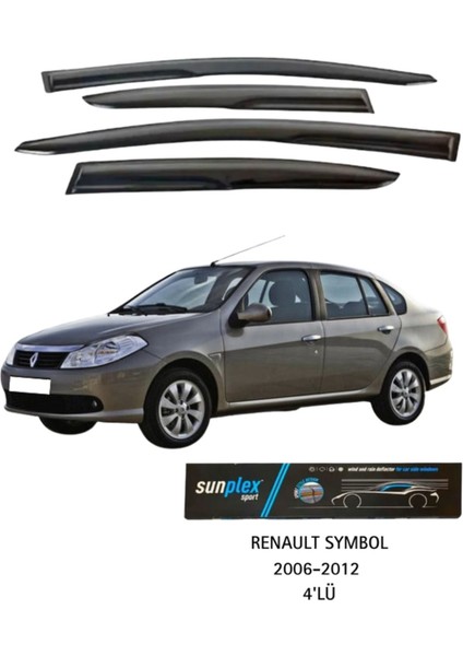 Renault Symbol 2006-2012 Uyumlu Cam Rüzgarlığı Takım 4’lü Takım Rüzgar Kesici, Yağmur Önleyici