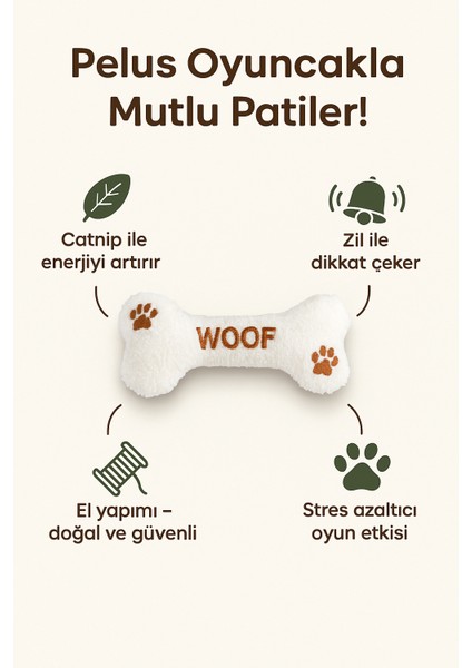 Kedi Oyuncağı Catnip ve Zilli Interaktif, Oyun Arkadaşı - Peluş Kemik modelleri