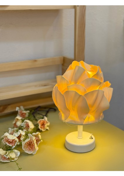 2'li Butter Yellow-Sarı Eva Anemon Kablosuz Masa Lambası - Alt Beyaz & Beyaz Yuvarlak Tepsi Set fırsatları