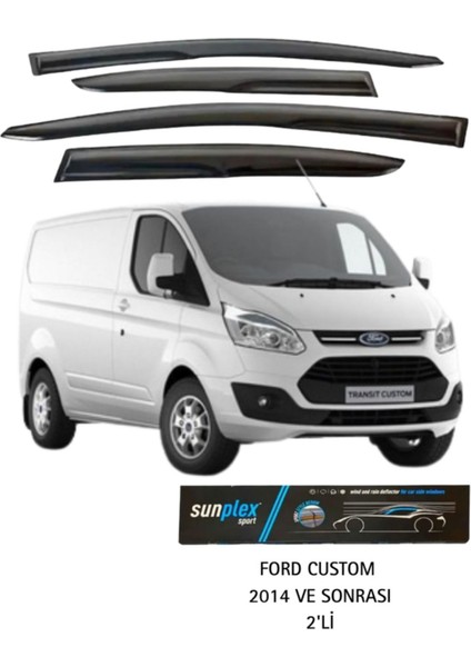 Ford Custom 2014 ve Sonrası Cam Rüzgarlığı Takım 2'li Takım Rüzgar Kesici, Yağmur Önleyici Uyumlu