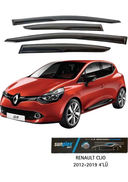 Renault Clio 2012-2019 Cam Rüzgarlığı Takım 4'lü Takım Rüzgar Kesici, Yağmur Önleyici