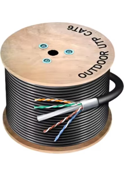80 Metre Dış Ortam Cat6 Internet Kablosu Bakır Tel 23AWG High Speed 2 Katlı Dış Mekan