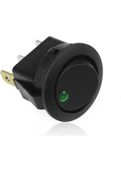 Yuvarlak Nokta Işıklı Marin Anahtar Yeşil 12V 3p - 50 Adet