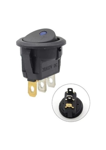 Yuvarlak Nokta Işıklı Marin Anahtar Mavi 12V 3p - 50 Adet