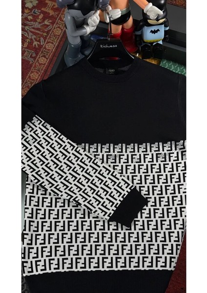 Ff Logo Detaylı Erkek Triko Kazak