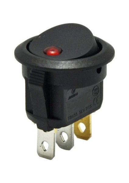 Yuvarlak Nokta Işıklı Marin Anahtar Kırmızı 12V 3p - 50 Adet