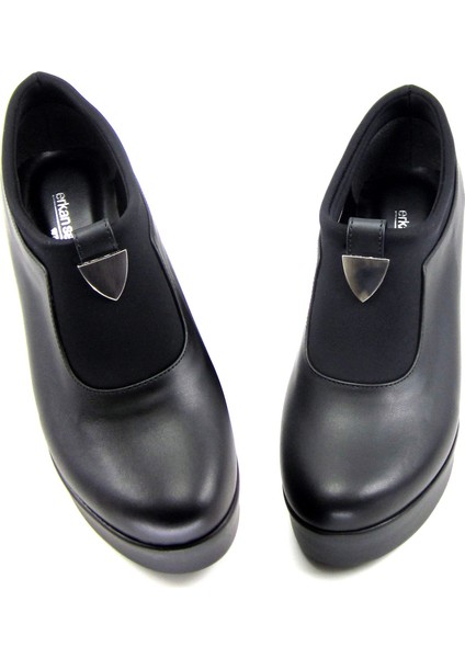 Sofia Exclusive Siyah Streç Tokalı Yuvarlık Burun Dolgu Topuklu Günlük Ayakkabı modelleri