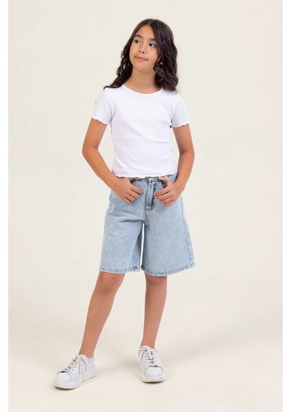 Kız Çocuk Diz Boyu Denim Şort modelleri