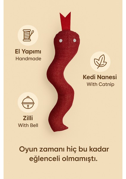 Kedi Oyuncağı Catnip ve Zilli Interaktif, Oyun Arkadaşı - Kırmızı Yılan modelleri