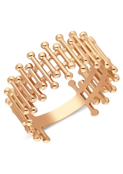 Gümüş Yüzük - Demir Parmaklık Aşk Sadakat Yüzüğü Roz 925 Ayar Gümüş Yüzük-Gümüş Kadın Hediye Yüzük