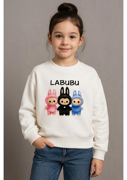 Labubu Desenli Kız Çocuk Sweat - Pamuklu, Uzun Kollu, Şirin Tasarım