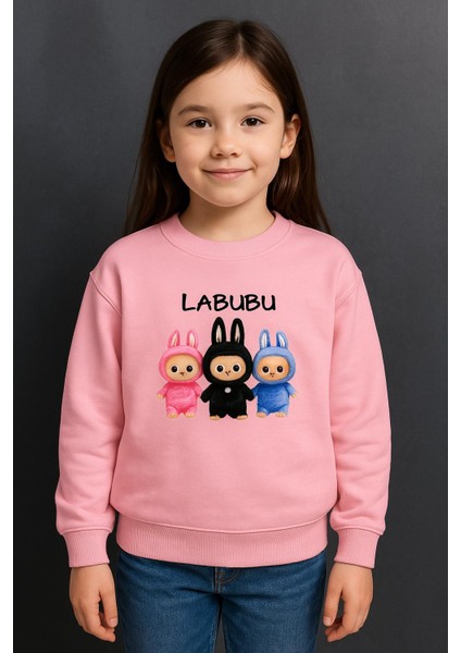 Labubu Desenli Kız Çocuk Sweat - Pamuklu, Uzun Kollu, Şirin Tasarım