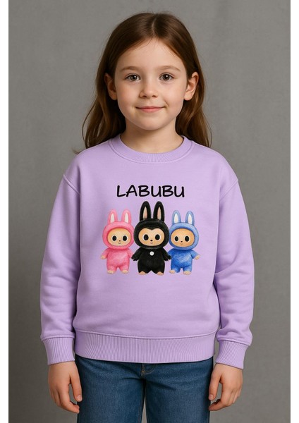 Labubu Desenli Kız Çocuk Sweat - Pamuklu, Uzun Kollu, Şirin Tasarım