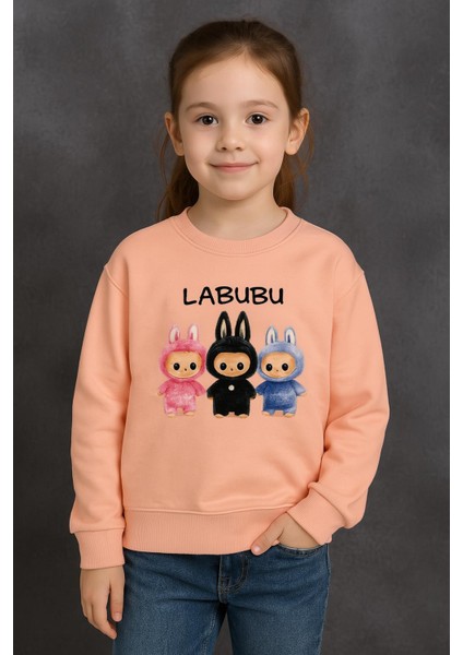 Labubu Desenli Kız Çocuk Sweat - Pamuklu, Uzun Kollu, Şirin Tasarım