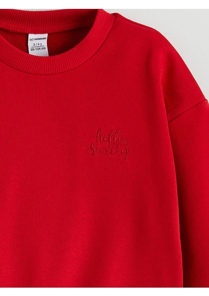 Bisiklet Yaka Nakışlı Kız Çocuk Sweatshirt (W5) modelleri