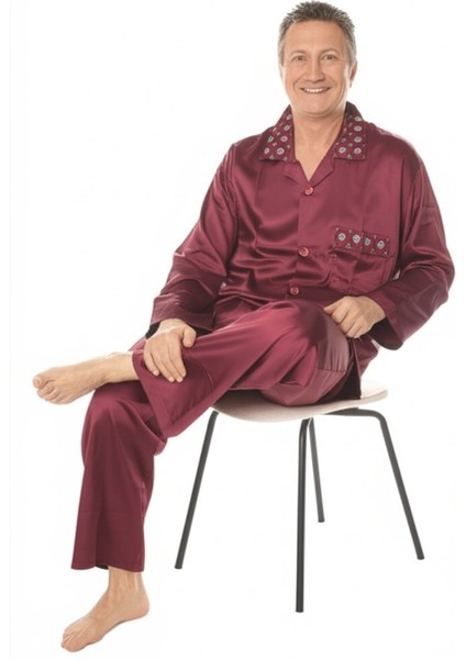 Erkek Pijama Takımı Saten Kumaş Klasik Model Cepli Rahat Tam Kalıp OPEPT25PIEROMOD89 fırsatları