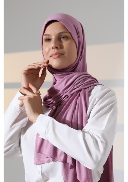 Hazır Pratik Geçmeli Likralı Penye Tesettür Şal - Gül Kurusu indirimleri