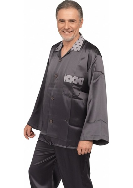 Erkek Pijama Takımı Saten Kumaş Klasik Model Cepli Rahat Tam Kalıp OPEPT25PIEROMOD89 modelleri