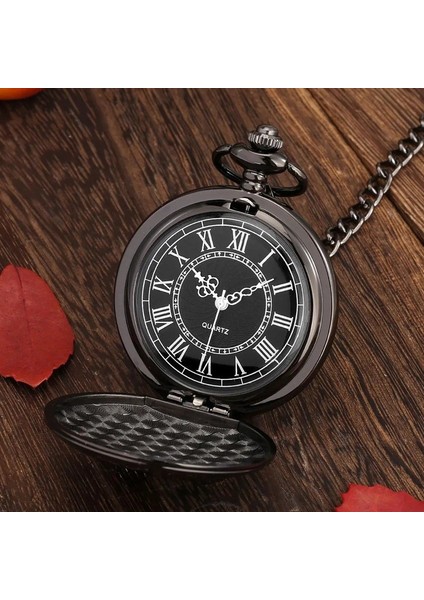 Siyah Oymalı Desenli Lüx Zincirli Köstekli Cep Saati fiyatları