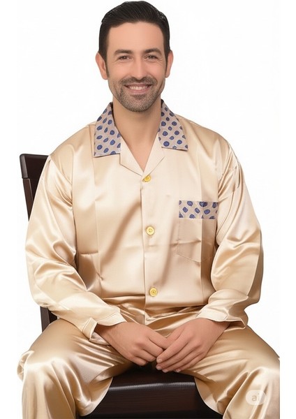 Erkek Pijama Takımı Saten Kumaş Klasik Model Cepli Rahat Tam Kalıp OPEPT25PIEROMOD89 fırsatları