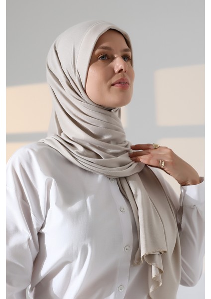 Hazır Pratik Geçmeli Likralı Penye Tesettür Şal - Taş modelleri