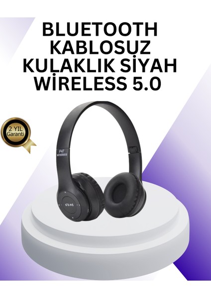 Bluetooth 5.0 Kablosuz Kulak Üstü Kulaklık | Stereo Ses ve Katlanabilir Tasarım