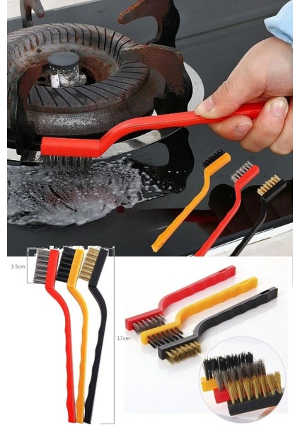 3'lü Tel Fırça Temizlik Seti, Pas ve Kir Sökücü, Detaylı Temizlik Için modelleri