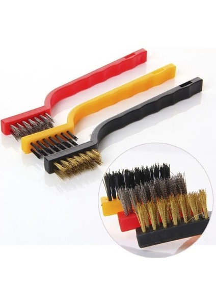 3'lü Tel Fırça Temizlik Seti, Pas ve Kir Sökücü, Detaylı Temizlik Için
