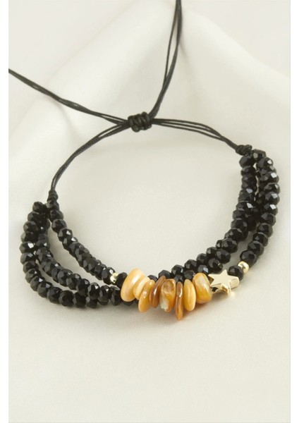 3'lü Kırık Doğaltaş Kristal Zincirli Bileklik