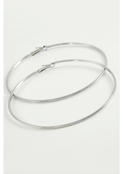 Ezme Çizgili Metal Halka Küpe 8-9-10 cm