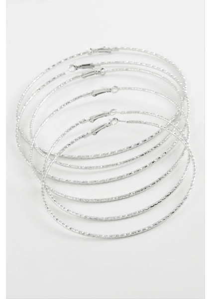 Çizgili Metal Halka Küpe 6 Adet