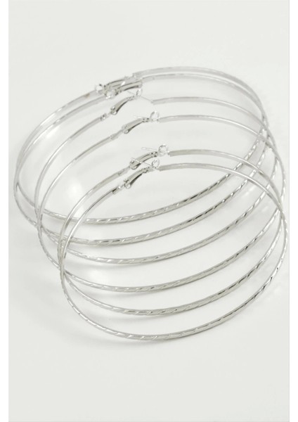 Zincir Desenli Metal Halka Küpe 6 Adet