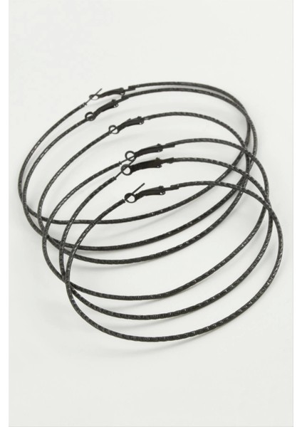 Zikzak Desenli Metal Halka Küpe 6 Adet