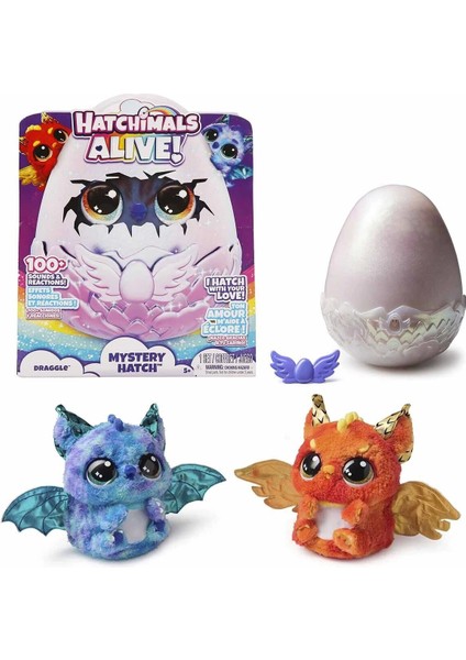69282 Sun- Sesli ve Işıklı Hatchimals Alive Mystery Hatch Draggle Interaktif Peluş Sürpriz Yumurta