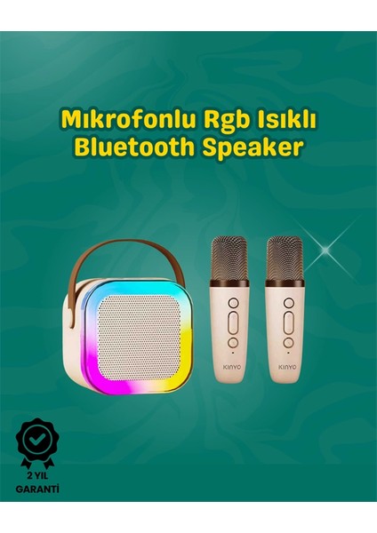 Iki Mikrofonlu Renkli Led Işıklı Karaoke Cihazı