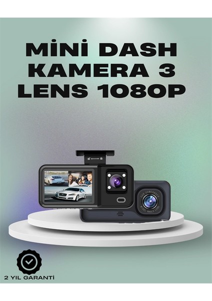 3 Kanallı Araç Kamerası – Full Hd 1080P Kayıt, 2” Ekran, Park Gözetimi Desteği