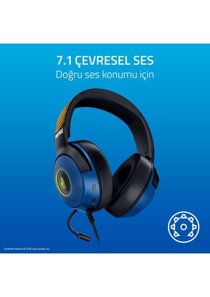 Kraken V3 x - Fortnite Edition Kablolu USB Oyun Kulaklığı (Ultra Hafif Kulaklık, 40MM Triforce Hoparlörler, Hyperclear Mikrofon, Rgb) Fortnite