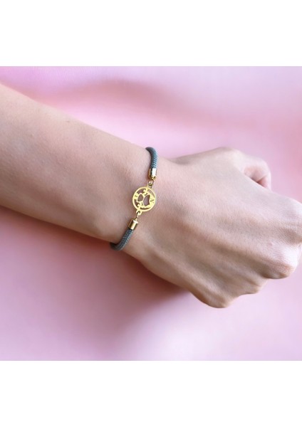 14 Ayar Altın Plakalı N Harfine Özel Kız Çocuk Motifli Gri Ipek Örgülü Hediye BILEKLIK-524HARF fiyatları