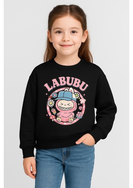 Labubu Desenli Kız Çocuk Sweatshirt - Pamuklu Uzun Kollu Sweat (6-12 Yaş)