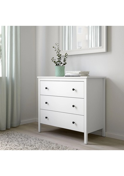 Koppang Şifonyer 3 Çekmeceli Beyaz 90 x 83 cm Yatak Odası ve Giyinme Odası Için fırsatları