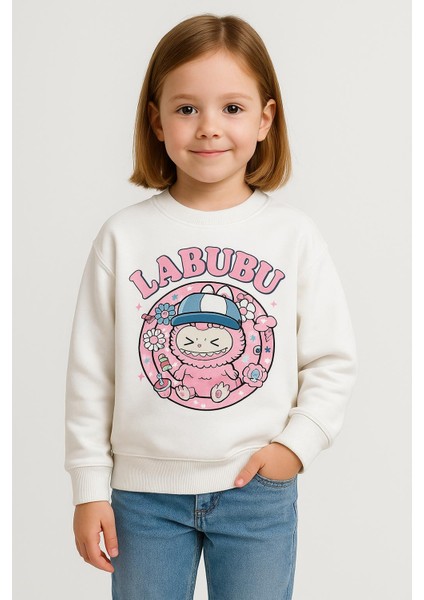 Labubu Desenli Kız Çocuk Sweatshirt - Pamuklu Uzun Kollu Sweat (6-12 Yaş)