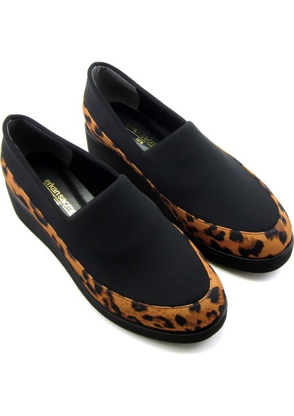 Larisa Siyah Leopar Ön Yüz Streç Dolgu Topuklu Günlük Ayakkabı fiyatları