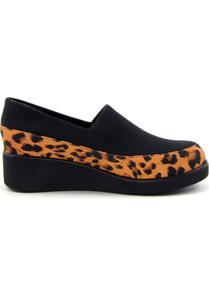 Larisa Siyah Leopar Ön Yüz Streç Dolgu Topuklu Günlük Ayakkabı fırsatları