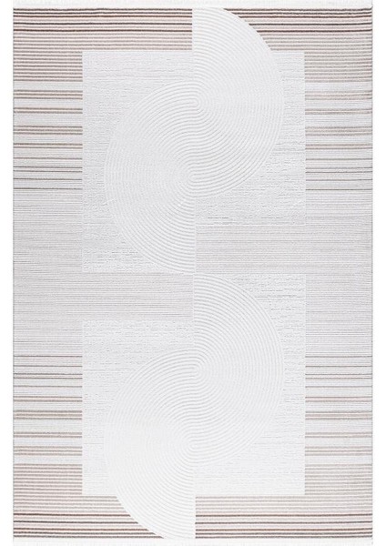 Almira D145A Krem Kahve Akrilik Salon Oturma Yatak Odası Halısı