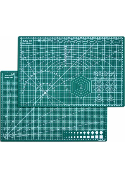 A3 Kesme Matı Çift Taraflı Patchwork - Kesme Tablası - Kesim Altlığı - 42*30 cm - Yeşil