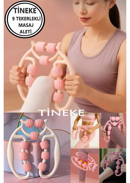 Gevşetici Kas Masaj Aleti 9 Tekerlekli Ayarlanabilir Lenf Drenaj Rulosu Bacak Kol Selülit