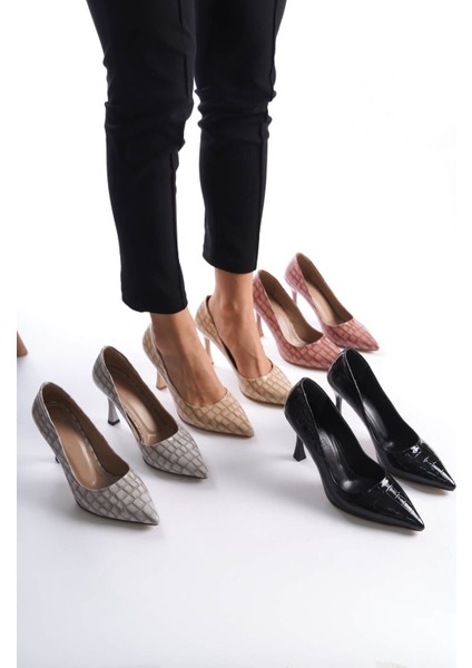 Harper Premium Kadın Nude Kroko Rugan Stiletto indirimleri