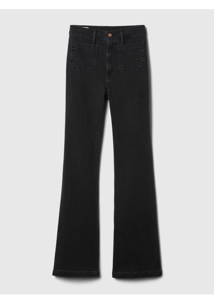 Kadın Siyah High Rise '70S Flare Jean Pantolon modelleri
