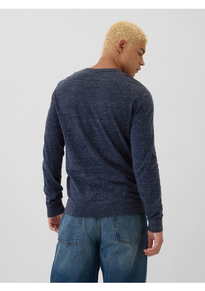 Erkek Mavi %100 Pamuk Crew Kazak fırsatları